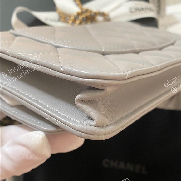 SOLD ❌ CHANEL Authentic RECEIPT Gray Pearl Crush Bag WOC - Picture 6 of 12